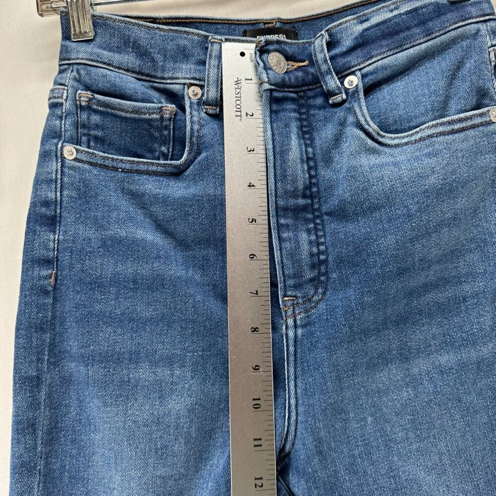 Express Slim Ankle Super High Rise Jeans Size 2/R Stretch Denim Medium Blue Wash - Picture 6 of 13